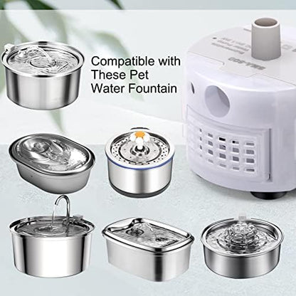 Cat Water Fountain Pump for 3.2L/108oz Stainless Steel Cat Water Fountain and 67oz/2L Stainless Steel Cat Fountain, Petilog Pet Fountain Pump, Ultra Quiet Cat Fountain Pump - Image 5