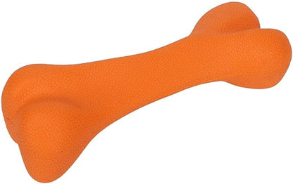 Rubber Dog Toy, Tough Dog Bone Toy Durable Dog Chew Toy Hard Rubber Bone for Dogs Indestructible Dog Toys Dental Dog Toy for Teeth(S-Orange)