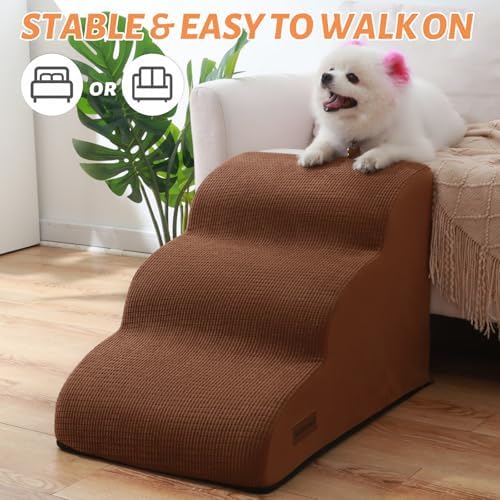 Aodisman Dog Stairs for Small Dogs and Cats,3-Step Pet Ramp for Couch,Chair - Image 2