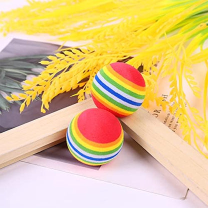 PET SHOW 10pcs 1.38" Red Rainbow Cat Toy Balls Soft EVA Foam Interactive Indoor Kittens Favorite Toys 35mm Dia. Small Dogs Puppies Toy Balls Bulk Activity Chase Quiet Play Sponge Ball - Image 2