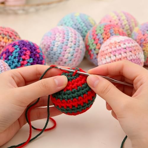 Christmas Cats Ball Toy with Bell Inside, 6Pcs Hand-Made Knitted Woolen Yarn Cat Toys Jingle Bell Balls, Indoor Kitten Interactive Toys for Hunting/Kicking/Chasing Woolen - Image 3