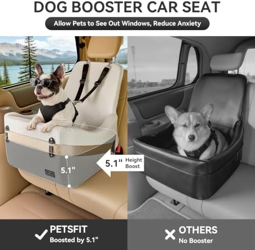 PETSFIT Pet Car Seat with Patented Safety System, 5" Elevated Cushion - Image 4