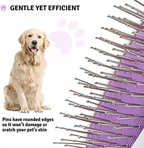 Pet Grooming Brush - Fur Detangling Pins & Coat Smoothing Slicker Bristles, Two-Sided Design for Dogs, Cats & Other Animals - Image 7