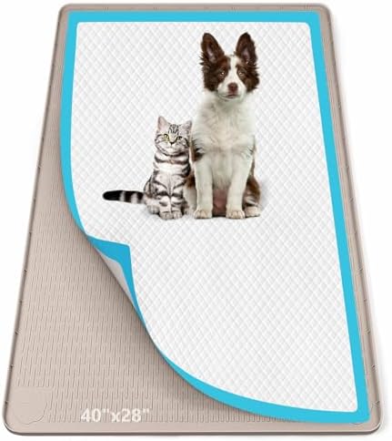 Pee Pad Holder for Dogs 40''x28'' Silicone Puppy Pee Pad Tray, Khaki by Bartuke