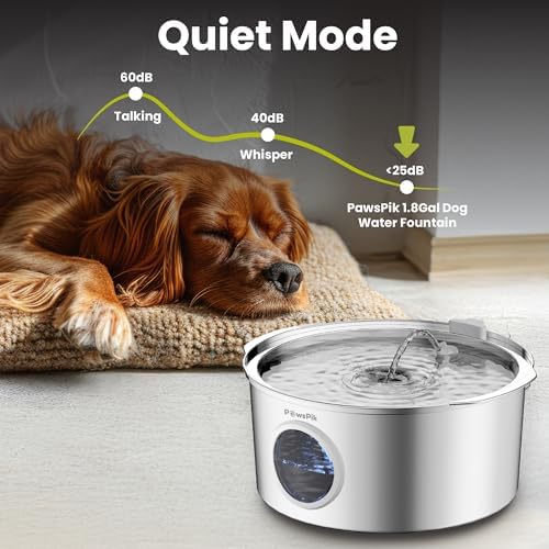 PawsPik Ultra-Quiet Stainless Steel Dog Water Fountain, 1.8-gal - Image 5