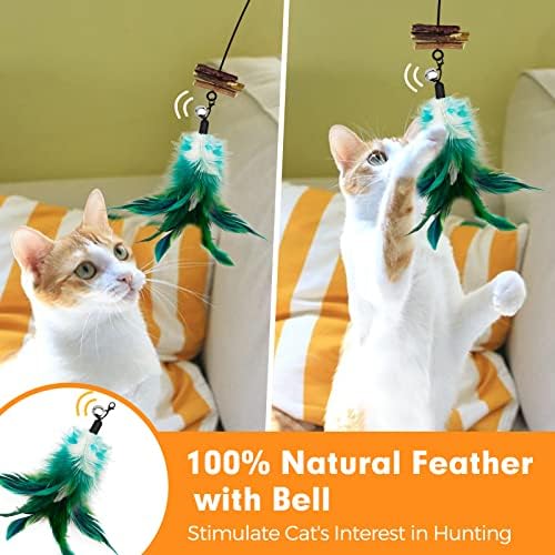 Cat Wand Toys with Silvervine and Bells, 2 Wands and 6 Refills - Image 5
