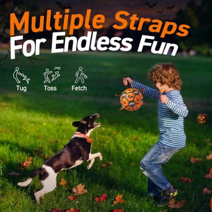 QDAN Halloween Dog Toys, Soccer Balls with Straps, 6 Inch Interactive Toys - Image 5