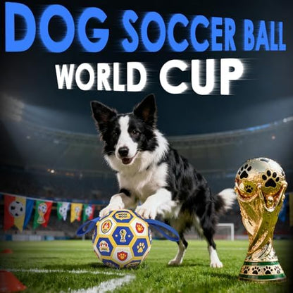 Vivifying Dog Toys Balls, Interactive World Cup Soccer Ball for Small Medium Dogs, Durable PU Enrichment Training Toy with Straps for Indoor and Outdoor Tug-of-War & Playing (6 Inches) - Image 6