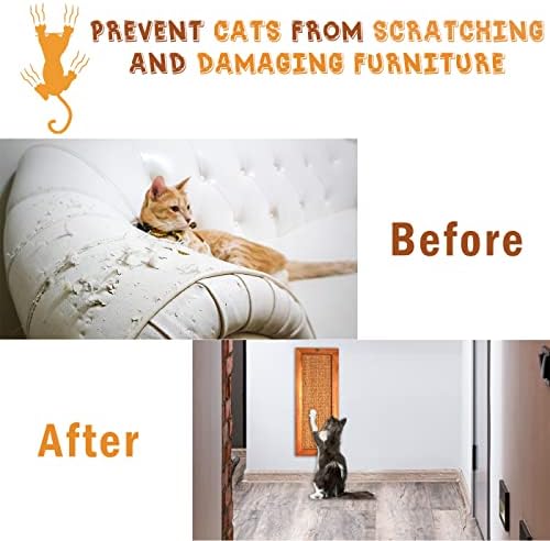 Cat Scratching Post, Wooden Sisal Cats Wall Scratcher, Floor or Wall Mounted Vertical Cat Scratch Pad for Indoor Cats Adults or Kittens, Cat Wall Furniture Protector - Image 6