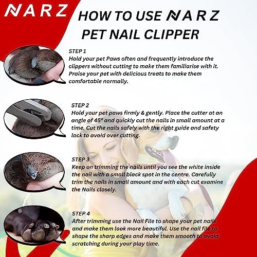 NARZ Dog Nail Clippers Professional Dog Nail Trimmers & Pets Nail Trimmers Cat Nail Clipper with Pet Nail File Cat Nail Trimmers with Safety Lock to Prevent Over Cutting - Image 6