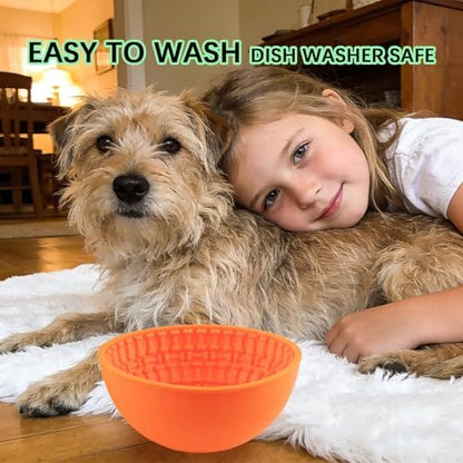 4 Pcs Dog Lick Bowl Wobble Silicone Dog Slow Feeder Bowl Lick Mat Interactive Toy Enrichment Feeder for Cat Pet Oral Health for Boredom Anxiety Relief, Calming, 4 Colors - Image 7