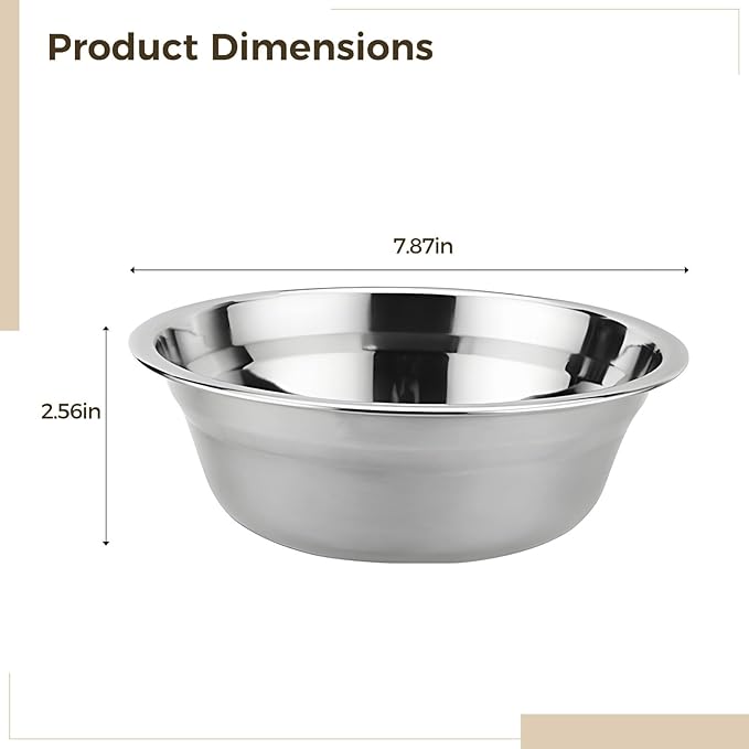 10 Count 8-Inch Stainless Dog Bowls, Dishwasher Safe Feeding and Water Dishes, Rust-Proof Metal for Multiple Dogs, Indoor and Outdoor Use