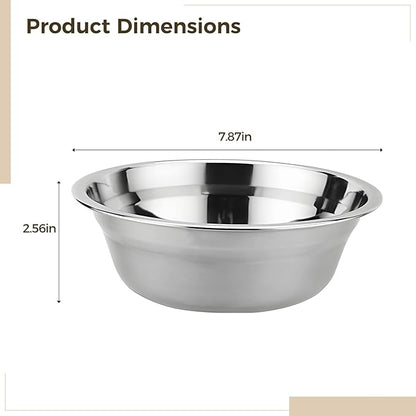 10 Count 8-Inch Stainless Dog Bowls, Dishwasher Safe Feeding and Water Dishes, Rust-Proof Metal for Multiple Dogs, Indoor and Outdoor Use