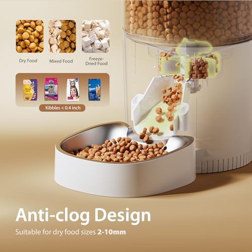 IMIPAW Automatic Cat Feeder, 3L Timed Pet Dry Food Dispenser with Clog-Free Design, Auto Feeder for Cats, 1-6 Meals Per Day, Desiccant Bags, with Stainless Steel - Image 4