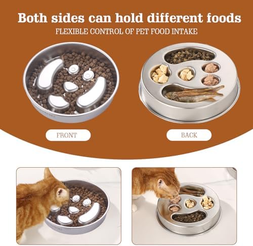 Stainless Steel Slow Feeder Dog Bowls – Non-Slip Metal Dog Bowl for Large & Medium Breeds, Puppy Puzzle Feeder – 2 Cup Capacity for Small to Big Pets – Durable Slow Feed Dog & Cat Food Dish with Mat - Image 5