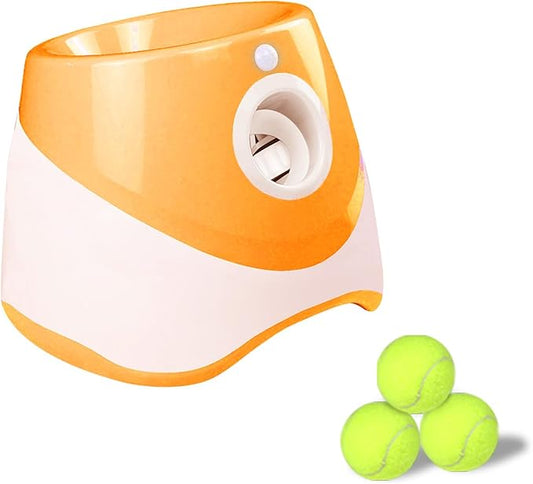 FILFEEL Automatic Dog Thrower Pet Interactive with 3 Soft Balls for Indoor and Outdoor Fun for Small Dogs (Orange)