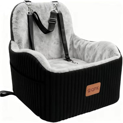 Dog Booster Car Seat for Small & Medium Dogs Up to 35 lbs, 6" Elevated Pet Car Seat with Safety Leash, Soft Plush Cushion, Non-Slip Bottom, Fits Front & Back Seat, Washable Cover