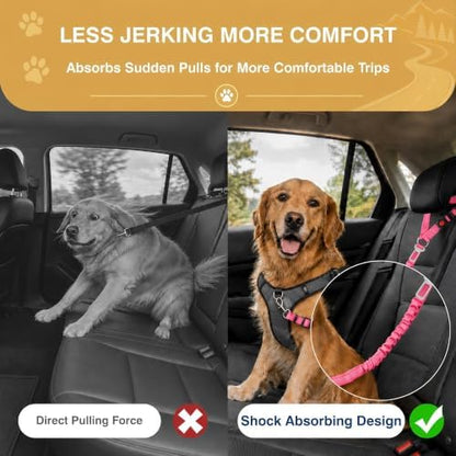 Dog Seat Belt for Car 2 Pack, 3-in-1 Adjustable-Length Bungee Tether - Image 4