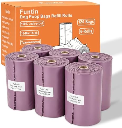 Funtin Dog Poop Bags, 120ct Extra Thick 1.8mil Unscented Waste Bag Rolls by Funtin
