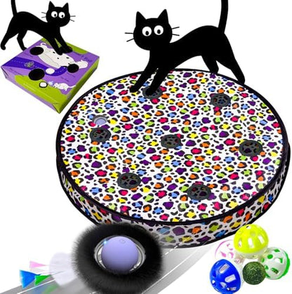 ORSDA Cat Toys for Indoor Cats, Interactive Activated Moving Ball in 7 Holes Mat, Automatic Fast Rolling Ball, Hide and Seek Toys for Adult Cats, Exercise Kicker Mouse Catching Game by ORSDA