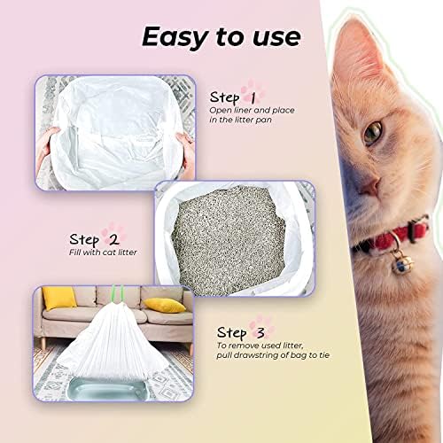 20 Count Jumbo Cat litter Box Liners, 46" x 19" Extra Large Heavy Duty Litter Pan Liner Bags with Drawstring for Pet Cat Litter Tray (Unscented) - Image 5