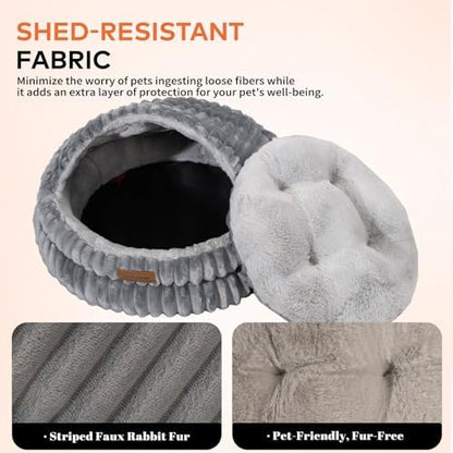 CHEERPALS Cat Cave Bed for Indoor Cats Covered Hooded Pet Bed with Cushion - Image 3