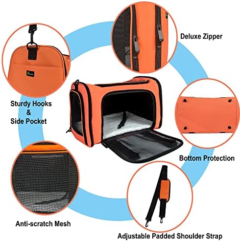 Soft Sided Carrier for Small Medium Cats Dogs,TSA Airline Approved Collapsible Travel Pet Carrier (Medium, Orange) - Image 3