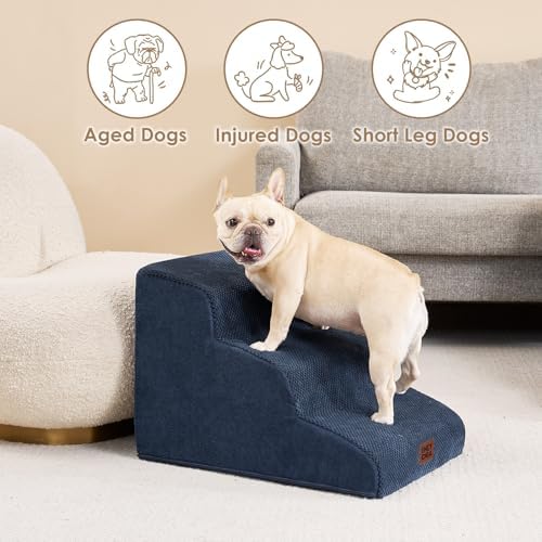 EHEYCIGA Curved Dog Stairs Ramp, 3-Step Dog Steps, 15.7" H Pet Step - Image 4