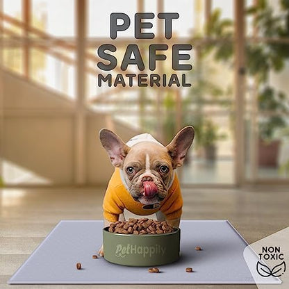 Dog Food Mat - 28x18 Raised Edges Dogs Mat for Food and Water Prevent Spill, Waterproof Cat Food Mats Protect Floors, Easy Clean Dog Bowl Mats for Food and Water, Silicone Pet Feeding Placemats - Image 3