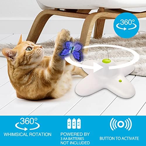 AFP Interactive Cat Toy, Butter-Fly Interactive for Indoor Cats, Flutter Bug Cat Toys, Flutter Rotating Kitten Toys with 2 Replacements - Image 6
