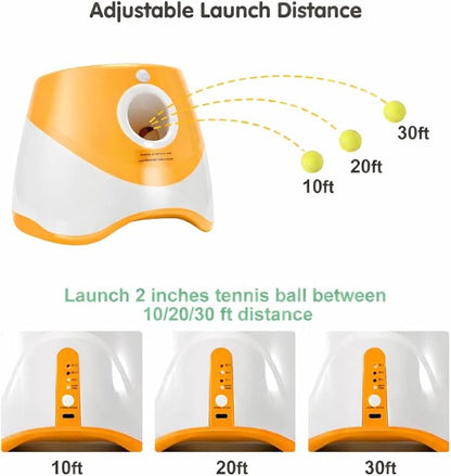 Automatic Dog Ball Launcher for Small Dogs – Dog Ball Thrower Fetch Machine - Indoor Outdoor Interactive Toy with 3 Mini Tennis Balls 2 Inch