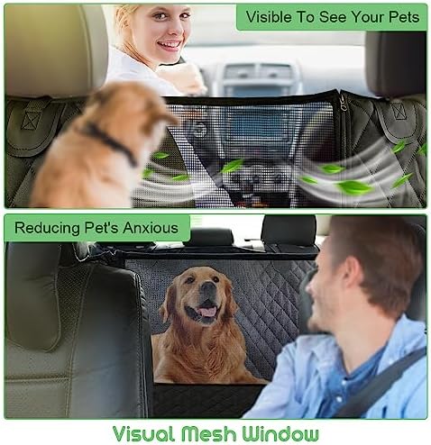 Vailge 100% Waterproof Convertible Dog Car Seat Covers,100% Waterproof Dog Seat Cover with Mesh Window, Heavy Duty seat Cover for Dogs, Dog car Hammock Pet Seat Cover for Cars Trucks suvs,Black,Large - Image 2