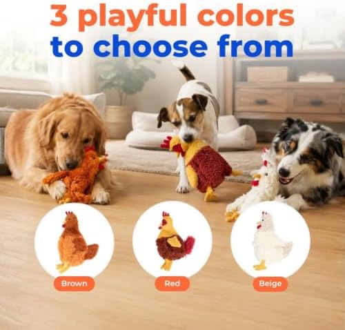 Best Pet Supplies Interactive Squeaky Dog Toy - Crinkle Chicken, Beige - Image 6