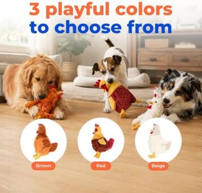 Best Pet Supplies Interactive Squeaky Dog Toy - Crinkle Chicken, Beige - Image 6