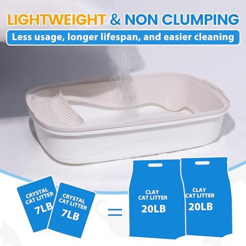 NEWORD Non-Clumping Crystals Cat Litter, Superior Odor Control Silica Gel Litter, Low Tracking & Dust-Free, Soft-On-Paws, Unscented, 14 lbs (2 Packs of 7lb Bags) - Image 2
