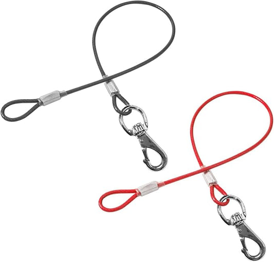 Chew Proof Dog Leash - 2Pack Metal Cable Lead,No Tangle Multiple Dog Leashes for Small and Medium Dogs- Heavy Duty Leash Extender for Collars & Harnesses(Black+Red, 20in/50cm)