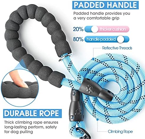 BAAPET 2/4/5/6 FT Dog Leash with Comfortable Padded Handle and Highly Reflective Threads for Small Medium and Large Dogs (4FT-1/2'', Blue) - Image 2