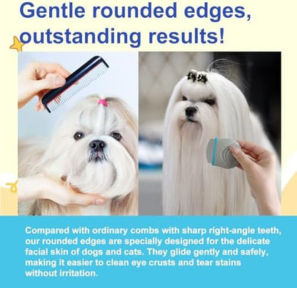 Stainless Steel Pet Grooming Comb Rounded Teeth Eye Care Tool for Dogs Cats - Image 4