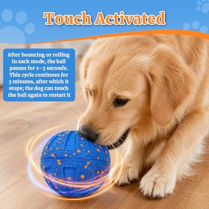 Interactive Dog Toys, Automatic Moving Dog Balls Self Rolling Vibrating Bouncing Ball for Dogs Medium & Large E-TPU Smart Dog Toys Stimulating for Boredom-Blue - Image 5