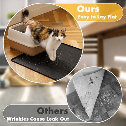 Pieviev Extra Large Silicone Litter Box Mat, Easy to Clean, 40'' x 28'' - Image 3