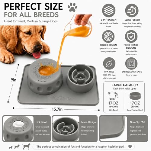 2 in 1 Silicone Slow Feeder Dog Bowl & Lick Bowl,Pet Feeding Bowl - Image 2