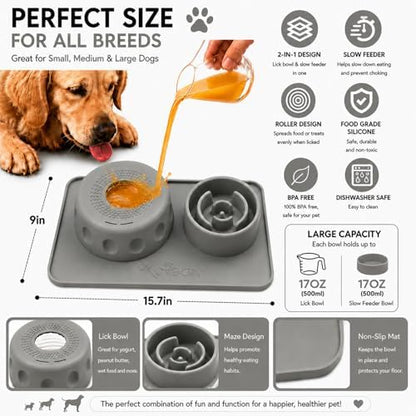 2 in 1 Silicone Slow Feeder Dog Bowl & Lick Bowl,Pet Feeding Bowl - Image 2