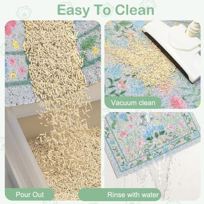 Glittme Cat Litter Mat, 33"x22" Non-Slip Washable Trapping Mat for Cats - Image 3