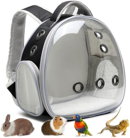 Portable Travel pet Backpack Carrier Hamster Bag Guinea Pig Bird Small Dog cat Turtle Carrier Rabbit Cage Squirrel Bearded Dragon Breathable Hangbag (Black) by ioviewforpet