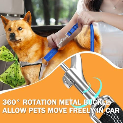 4 Piece Set Vehicle Harnesses, 2 in1 Dog Belts for Cars, Pet Harnesses Headrest Restraint Clip Adjustable Dog Car Harness Belt with Anti-Shock Elastic Bungee Buffer for All Vehicles - Image 3