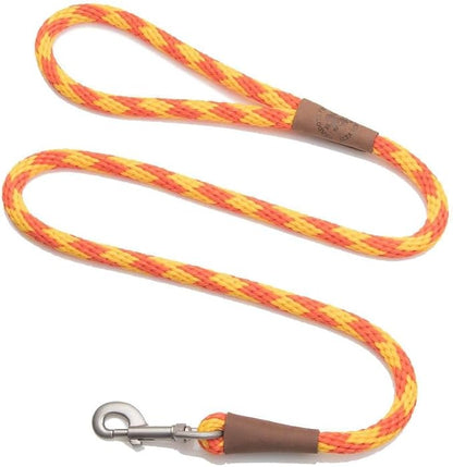 Mendota Pet Snap Leash - British-Style Braided Dog Lead, Made in The USA - Amber, 3/8 in x 6 ft - for Small/Medium Breeds