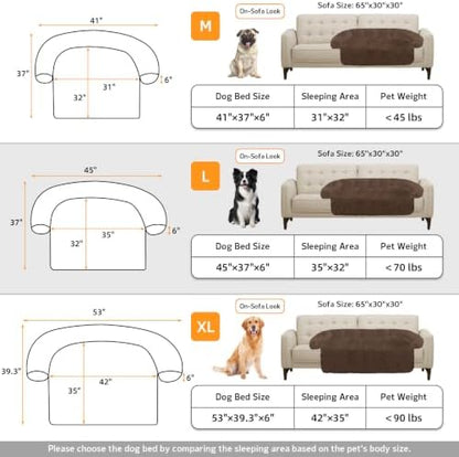 GGIB Calming Dog Bed Fluffy Plush Dog Mat for Furniture Protector with Removable Washable Cover for Large Medium Small Dogs and Cats (Large, Coffee) - Image 6