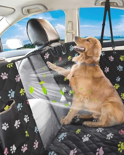 Dog Car Seat Cover, 600D Heavy Dute Car Seat Cover for Dogs Pets, 100% Waterproof Anti-Scratch Nonslip Dog Hammock for Cars, Seat Covers Protector with SeatBelt for Sedan SUV Truck Standard Paw - Image 7
