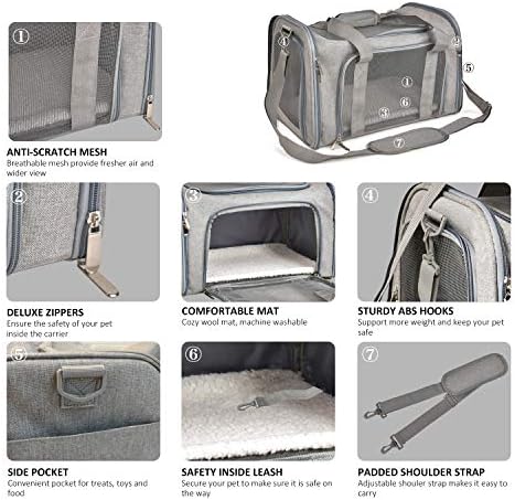 Henkelion Large Cat Carriers Dog Carrier Pet Carrier for Cats Dogs Puppies up to 25Lbs, Big Dog Carrier Soft Sided, Travel Puppy Carrier - Large - Grey - Image 3