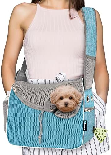 PetAmi Dog Sling Carrier for Small Dogs, Hands Free Crossbody Carrier, Blue by PetAmi